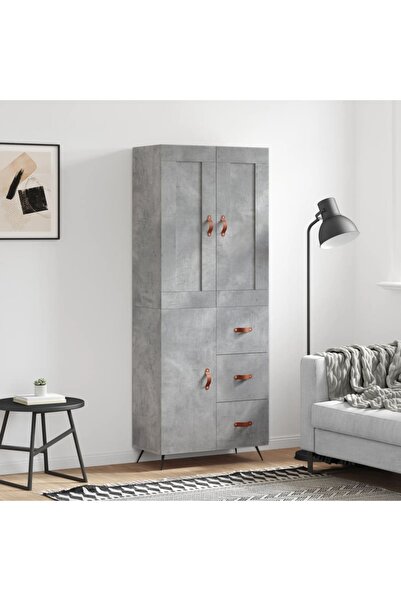 Concept Dulap înalt, gri beton, 69,5x34x180, lemn compozit