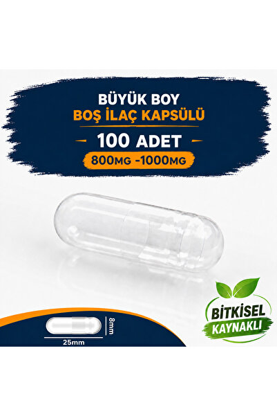 abba natura 100 Adet- Büyük Boy Şeffaf Boş İlaç Kapsülü 00'' 100 Adet-1000mg ...