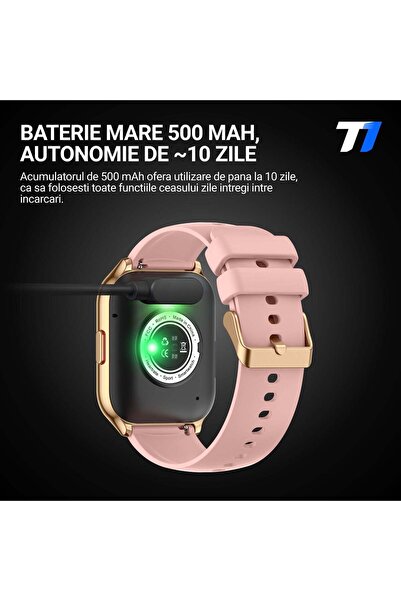 Techone Ceas Smartwatch Femei TechONE Wand Pro, 2 inci, SUPER AMOLED, Inteligent, 2 curele, IP68, Auriu