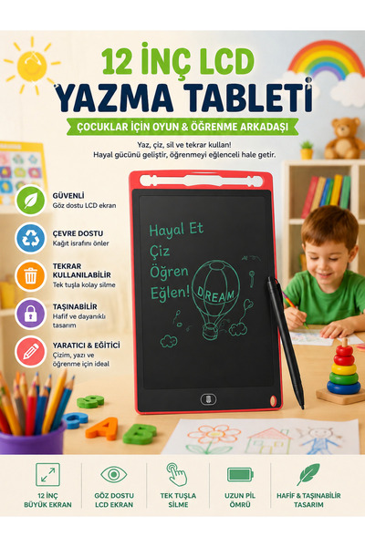 DEANB 12 İnç LCD Yazı Tahtası Dijital Çizim Tableti Grafik Çizim Eğitim ve No...