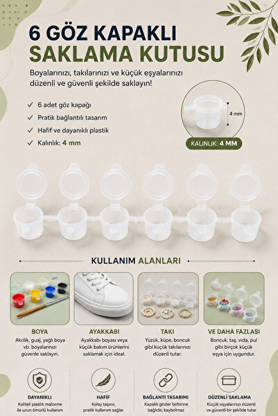BİRBEYSTORE أكريليك علبة طلاء فارغة سعة 4 مل من البلاستيك (1) مجموعة (6) علب ...