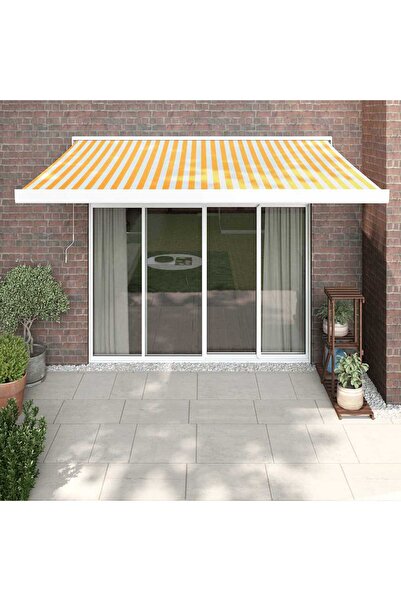 Concept Copertină retractabilă, galben/alb, 3,5x2,5 m, textil/aluminiu