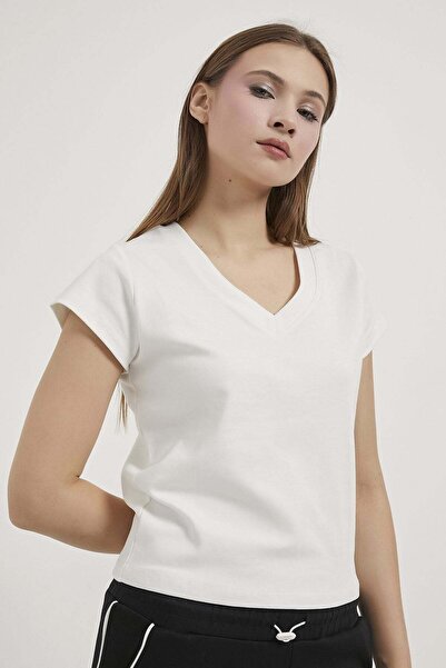 Arma Life ARMALIFE 26652 V YAKA ESNEK CROP KADIN T-SHIRT