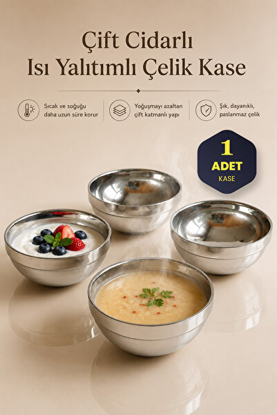 KHAKMA Double-Walled Heat Insulated Stainless Steel Bowl – with Hot & Cold Re...