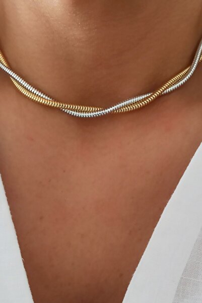 DENİZDENAL Gold Silver Sarmal Kolye