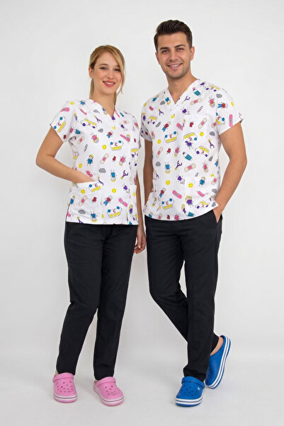 Nur Medikal Giyim Unisex Bandage με μοτίβο Lycra Nurse Doctor Surgical Scrubs...