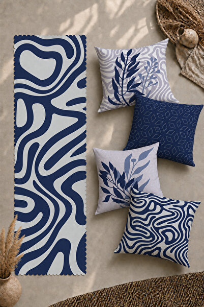 Belle Benoit Navy Blue White Double-Sided Digital Printing 4-Piece Pillowcase...