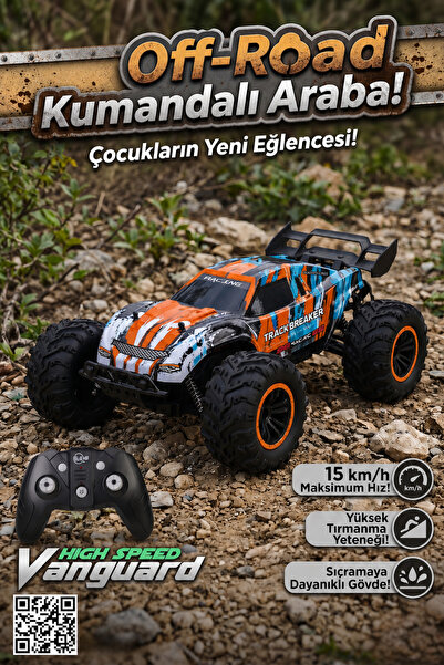 craftivio 40 cm Dev Boy Uzaktan Kumandalı Araba 1:16 Ölçek Şarjlı Off-Road Ar...