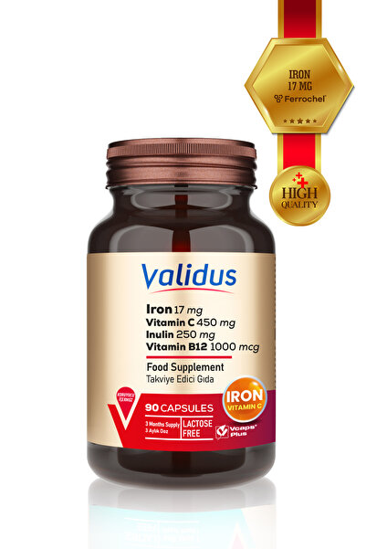 Validus Demir Iron 17 mg + Vitamin C 450 mg + Inulin 250 mg + Vitamin B12 100...