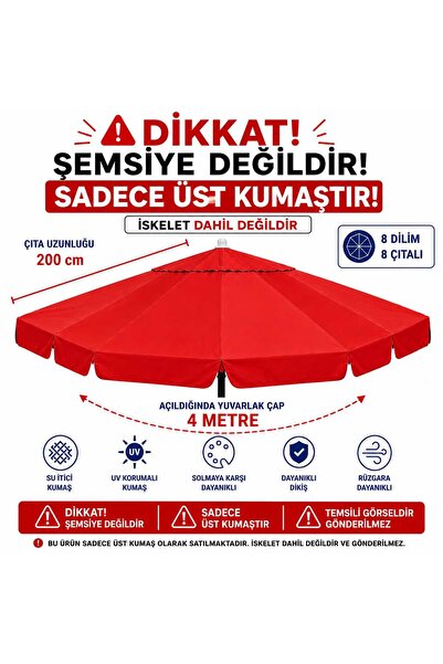 Şemsiyecim Alüminyum Şemsiye Kumaşı 4 metre 8 Dilim UV Korumalı Üst Kumaş