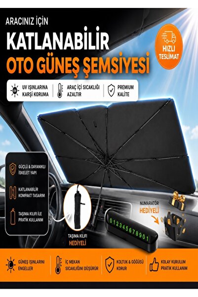 clewax Araç Ön Cam Güneşliği Katlanabilir Şemsiye Oto Güneşlik Uv Korumalı Gö...