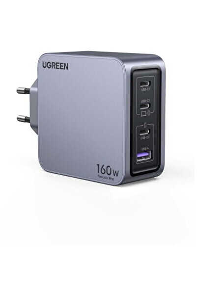 Ugreen Nexode Pro GaN 3x USB Type-C, 1x USB 160W + Cablu USB Type-C la USB Ty...