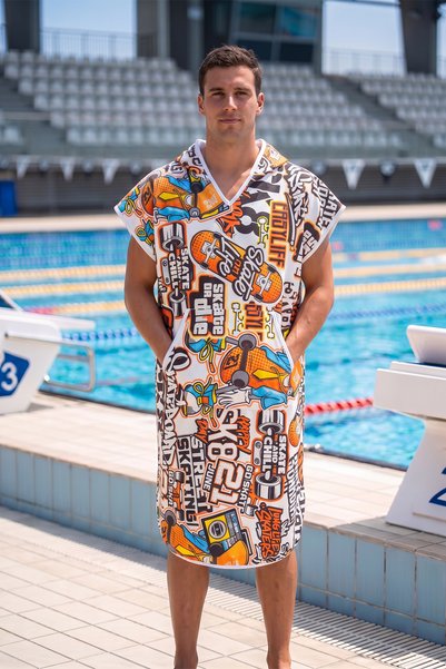sporsuit Neffa Unisex Swimmer Training Sea Pool Hooded Arena Poncho Towel for Summer and Winter Championships