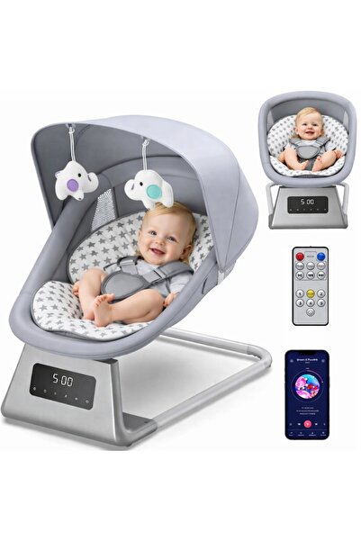 indiggo Leagăn electric balansoar 3D Babyhug cu telecomandă, Bluetooth, spăta...