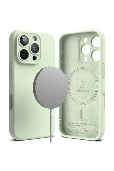 Ringke Husa pentru iPhone 16 Pro - Silicone Magnetic MagSafe - Soft Mint