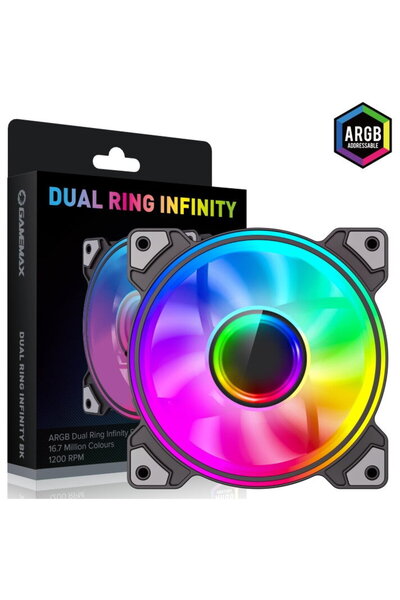 GAMEMAX Dual-Ring Infinity, 1200 rpm, 1 ventilator de 120 mm, Negru