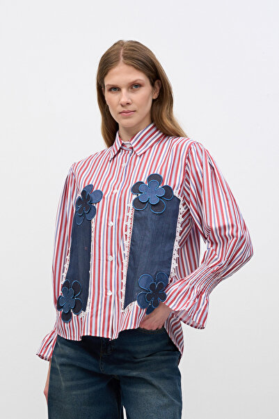 HANIQA Floral Patterned Denim Shirt