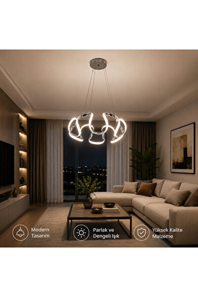 RSCOLLECTIONS Modern Sarkıt 3 Renk Led Avize Salon - Oturma Odası Ledli Avize
