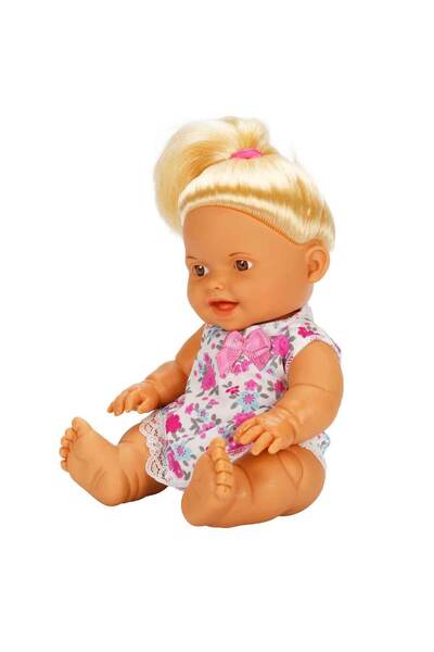 Genel Markalar Nil Bebek 23 cm 20010 - Sarışın Çiçekli Elbise Gülen Surat
