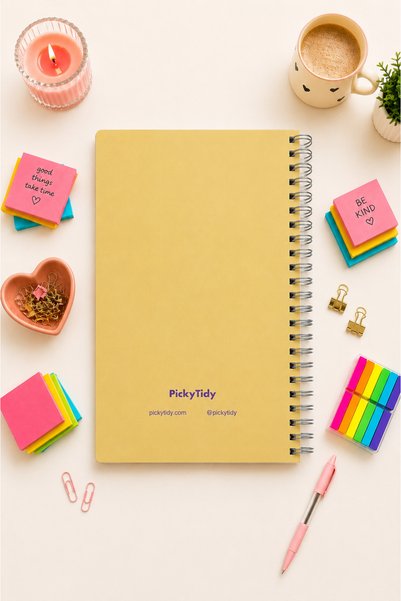 PickyTidy غلاف مغلف بالسيلوفان مقاس A5، 1 قطعة مسطرة، 80 ورقة، 80 جرام، دفتر ملاحظات