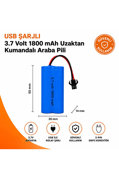 MAMSHOP 1 adet 3.7 volt 1800 mah Uzaktan Kumandalı araba pili 14500 Li-on Siy...
