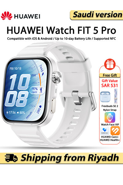 Huawei ساعة ذكية WATCH FIT 5 Pro، شاشة كاملة مقاس 1.92 بوصة، دراسة المخاطر، ت...