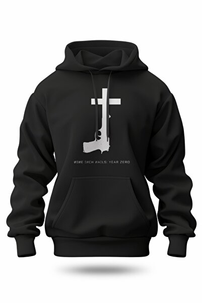 buzagi tasarım ürünleri Nine Inch Nails Digital Print Hooded Unisex Sweatshirt