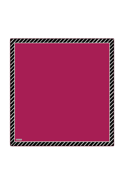 Bursa İpek Fuchsia Line Pattern Twill Silk Scarf