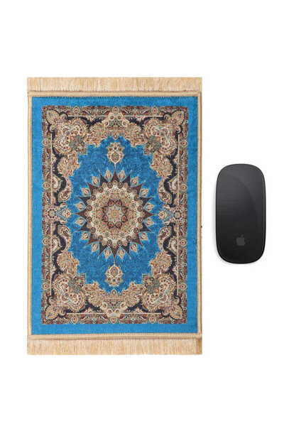 Bursa İpek Petrol Blue Decorative Small Carpet Mousepad