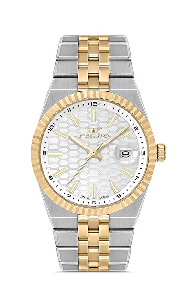 FERRO Yellow and Silver Steel Cord Men's Wristwatch Fm40177A-D Functions Acti...