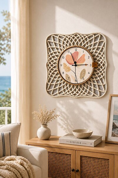 home inn Ceas de perete alb cu model floral 43 cm |   Ceas de perete decorati...
