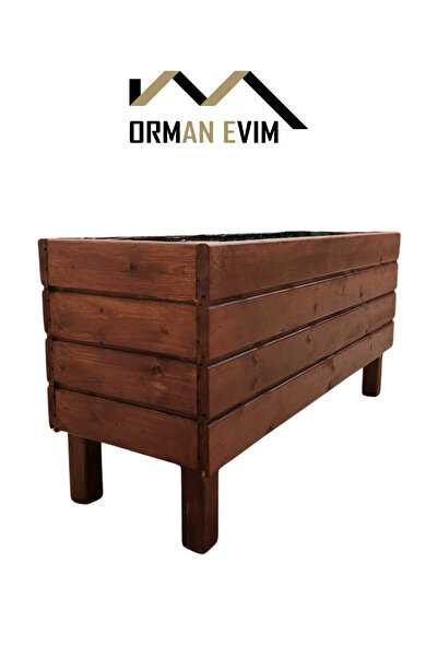 Orman Evim Ahşap Çiçeklik Dekoratif Dış Mekan Saksı 30x100x50