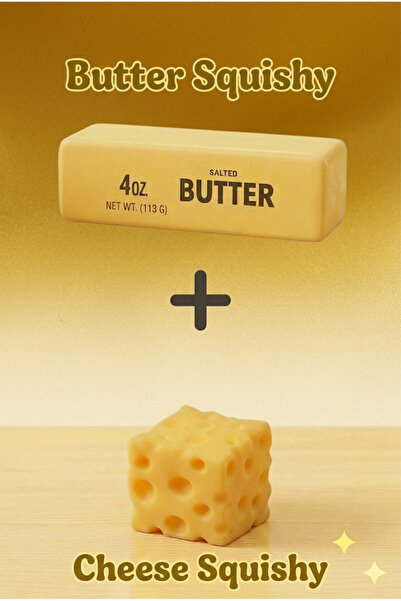 vattara Butter Squishy ve Cheese Squishy 2’Li Set Tereyağı Sukuşi Peynir Suku...