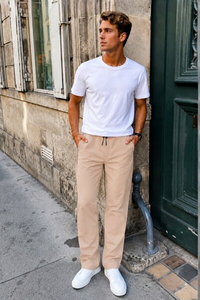 Madmext Pantaloni pentru bărbați de bază Parachute Beige 6513