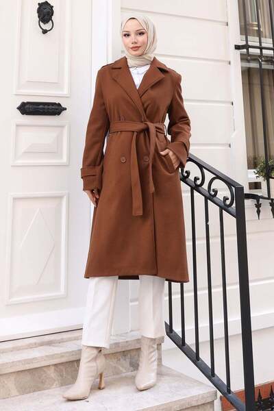 Missvalle Belted Cashmere Coat Brown 19271