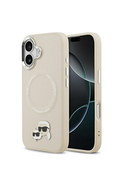 Karl Lagerfeld Husa iPhone 17 - Piele K&C Pins MagSafe (KLHMP17SPSMLRKCE) - Bej