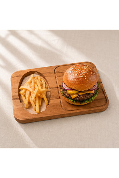 Opss! Art Ahşap Hamburger Sunum Tabağı - Ev/Restoran