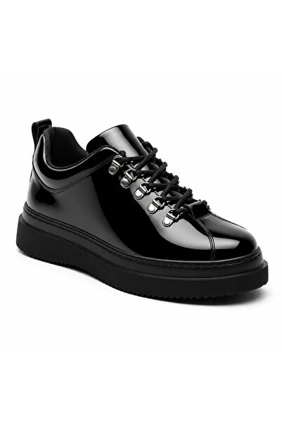 BESKAR Siyah Parlak Rugan Erkek Sneaker - Konfor Tabanlı Günlük Rahat Yürüyüş...