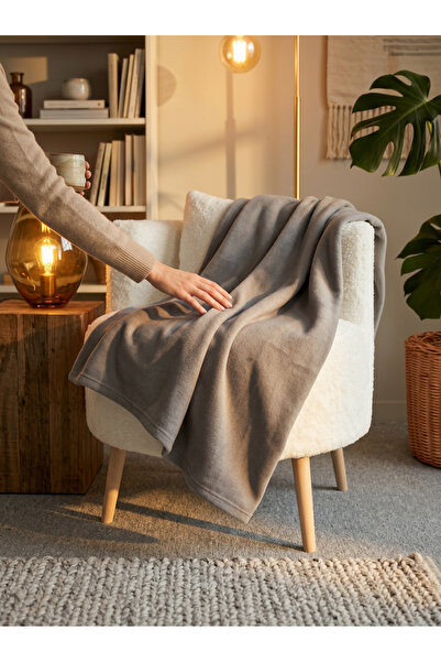 LALEZEN HOME Gri Wellsoft Polar Peluş Tv Battaniyesi 120x160 cm