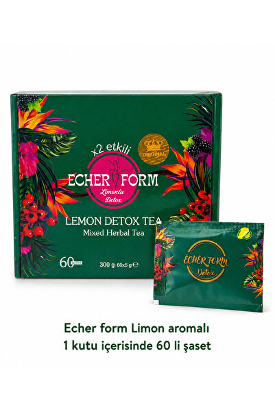 ECHER FORM Limon Lu Detoxs 60 Lı Tek Kullanımlık Paketler 1 Aylık Paket