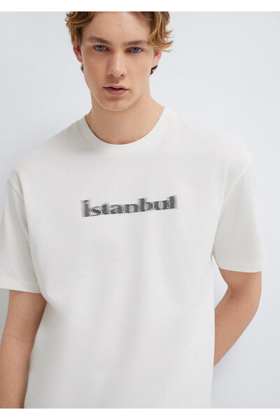 Mavi Tricou Ecru cu imprimeu Istanbul, croială lejeră / croială amplă și conf...