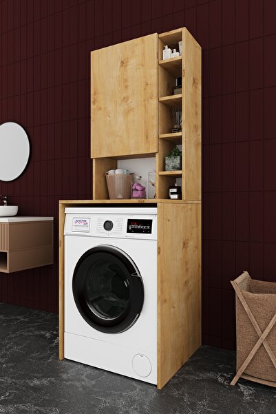 asratrend Asra Trend MDF Çamaşır Makinesi Üstü Banyo Dolabı - Kapaklı Depolam...