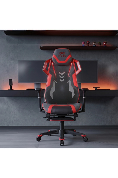 Adore Mobilya RYZE Techno-Cool Oyuncu Koltuğu - RGB - Siyah/Kırmızı 74x119-12...