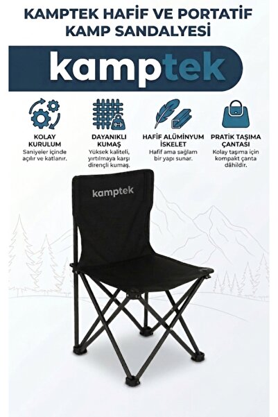kamptek kamp teknolojisi Kamp Piknik Doğa Sandalyesi Katlanabilir Taşıma Çant...