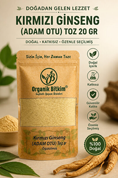 OB Organik Bitkim Kırmızı Ginseng (ADAM OTU) Toz 20 gr