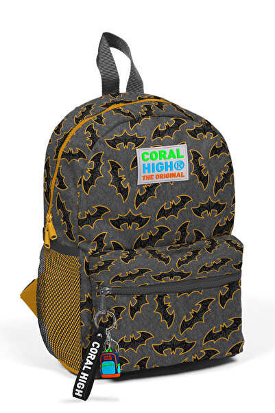 Coral High حقيبة ظهر Minik Yuva باللون الرمادي الداكن منقوشة على شكل خفاش خرد...