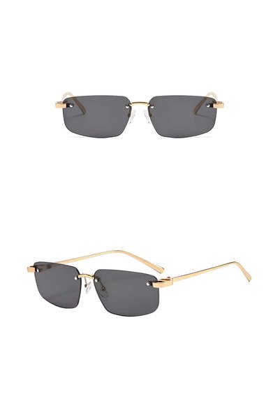 Techsuit Ochelari de soare (S098) - Unisex, Lentilă dreptunghiulară, Fără ramă, Brațe metalice elegante, Ultraușori