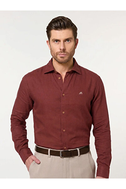 Mannerism The Juicy Bright Strawberry Lyocell Linen Shirt with Lively Hue, Co...