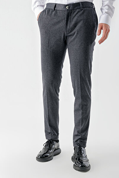 Morven Pantaloni clasici slim cu model Polyviscon Trend GRI DESCHIS pentru bă...