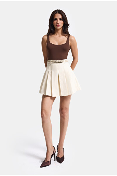 it's basic Women's Off-White W5 Belted Pleated Organic Cotton Fabric Mini Ski...